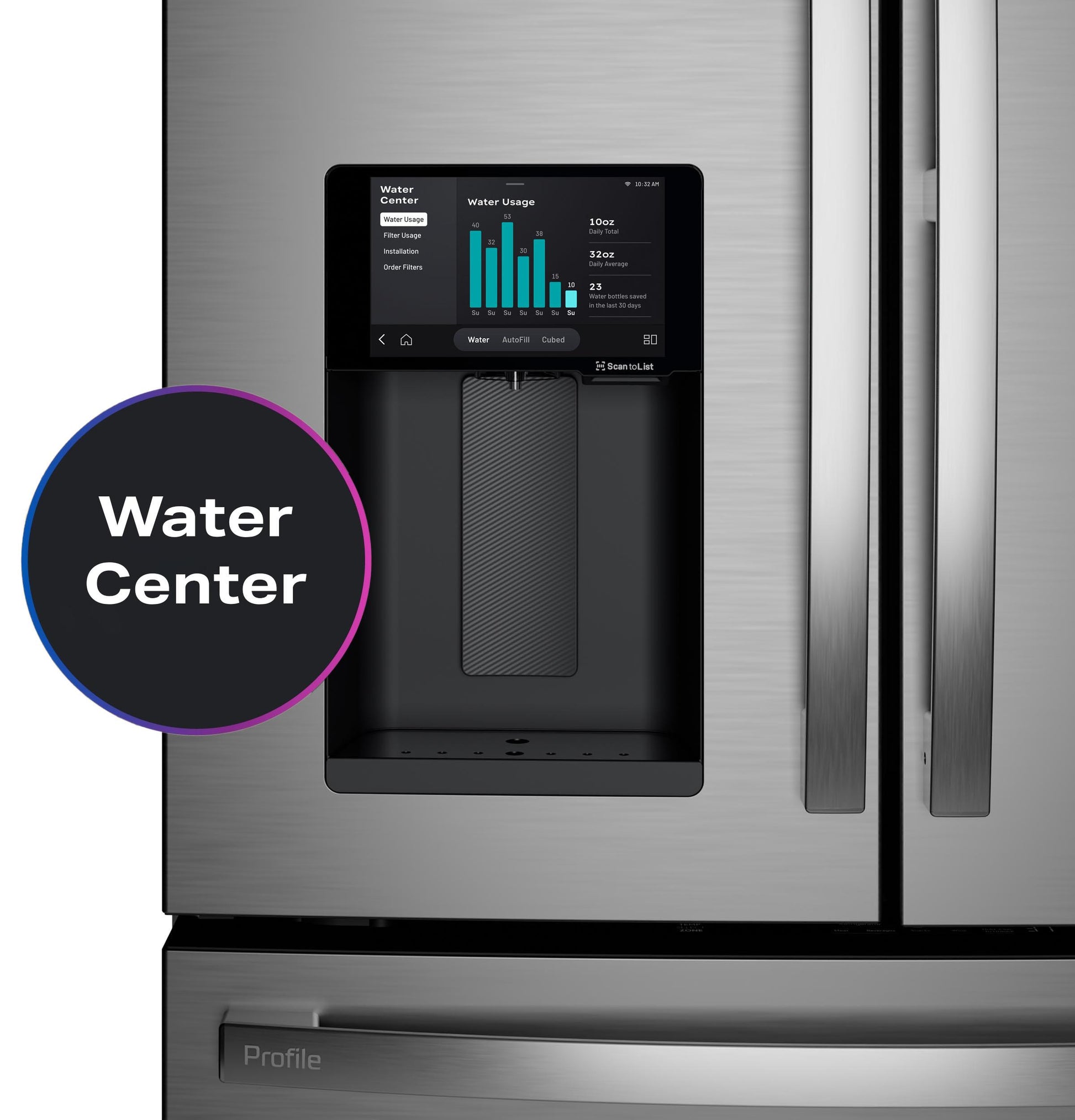 Ge Appliances PVD28HYYFS Ge Profile™ Energy Star® 27.9 Cu. Ft. Smart 4-Door French-Door Refrigerator With Kitchen Assistant™