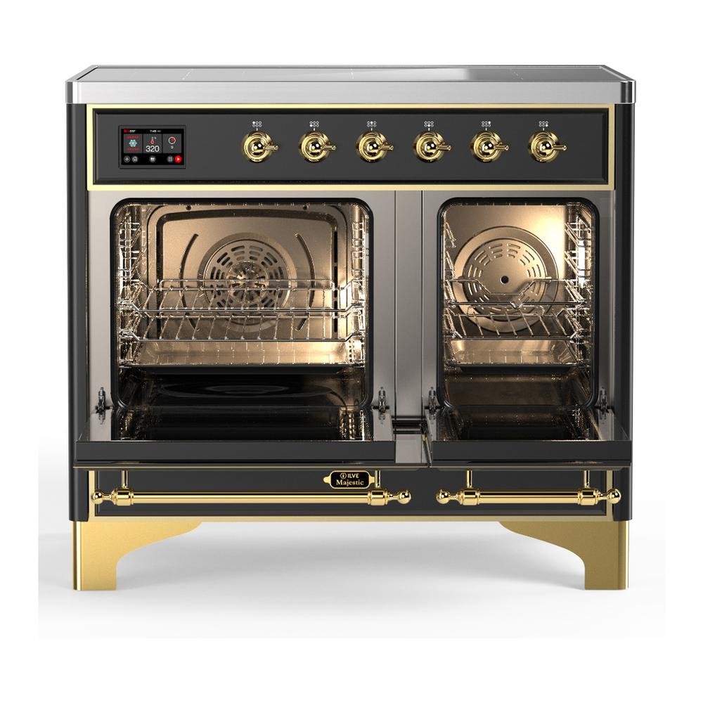 Ilve UMDIB40NR3MGG Ilve Umdib40Nr3Mgg Majestic Iii 40 Inch Induction Range With 6 Elements, 3.82 Cu. Ft. Total Oven Capacity (Triple Glass Door, Graphite Matte, Brass)