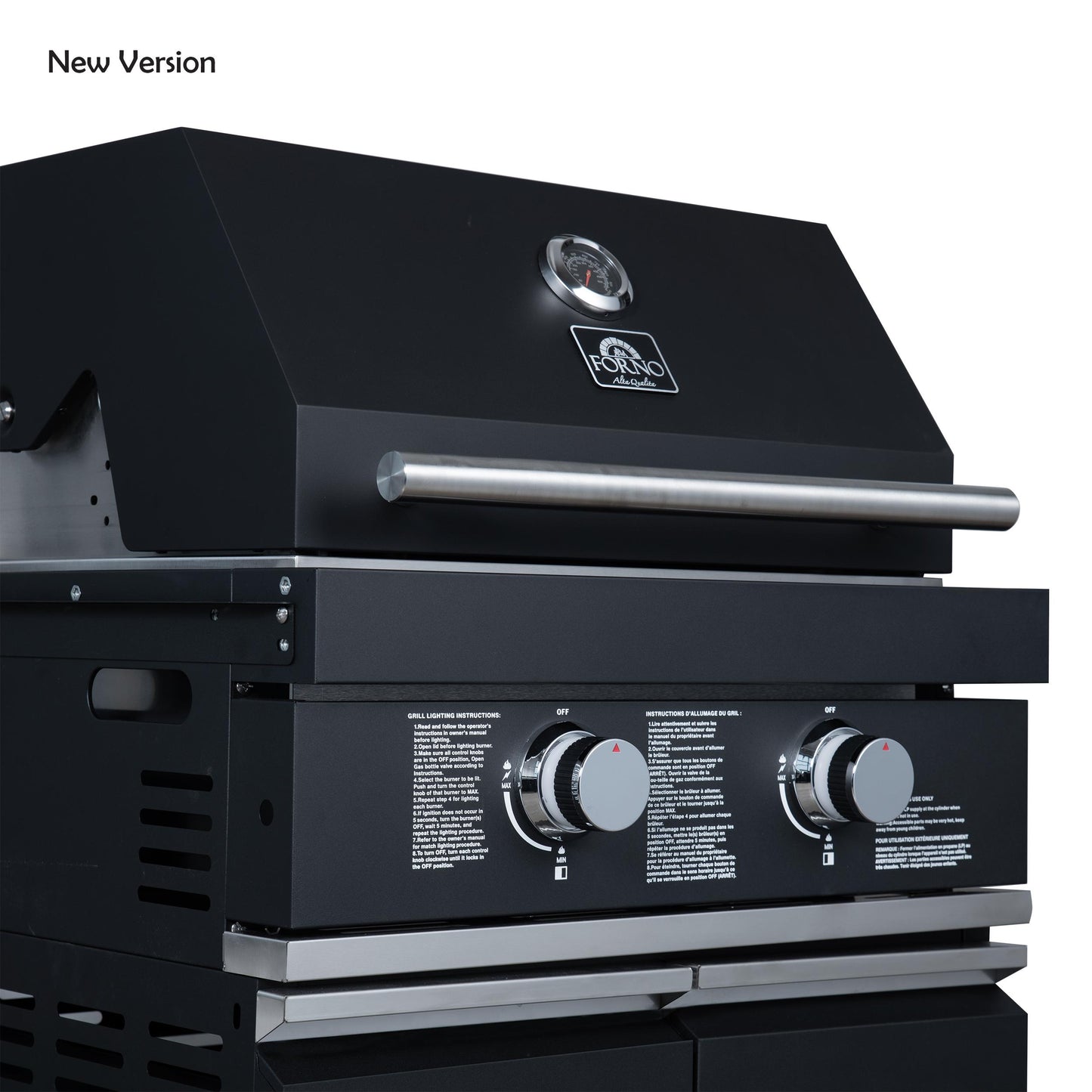 Forno FODKT2568BLK Forno All Aperto 99,600 Btu Outdoor Kitchen, 5 Burners, Infrared Burners, Side Burner, Black Sintered Stone Countertops, Gas Pizza Oven, Sink Module, Bar & Beverage Center