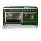 Ilve UM60FNR3EGCLP Ilve Um60Fnr3Egclp Majestic Iii 60 Inch Dual Fuel Range With 9 Burners And Griddle, Dual Function Burner Up To 25,000 Btu (Liquid Propane, Triple Glass Door, Emerald Green, Chrome)