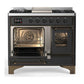 Ilve UMD40FNR3MGBLP Ilve Umd40Fnr3Mgblp Majestic Iii 40 Inch Dual Fuel Range With 6 Burners And Griddle, Dual Function Burner Up To 25,000 Btu (Liquid Propane, Triple Glass Door, Graphite Matte, Burnished)
