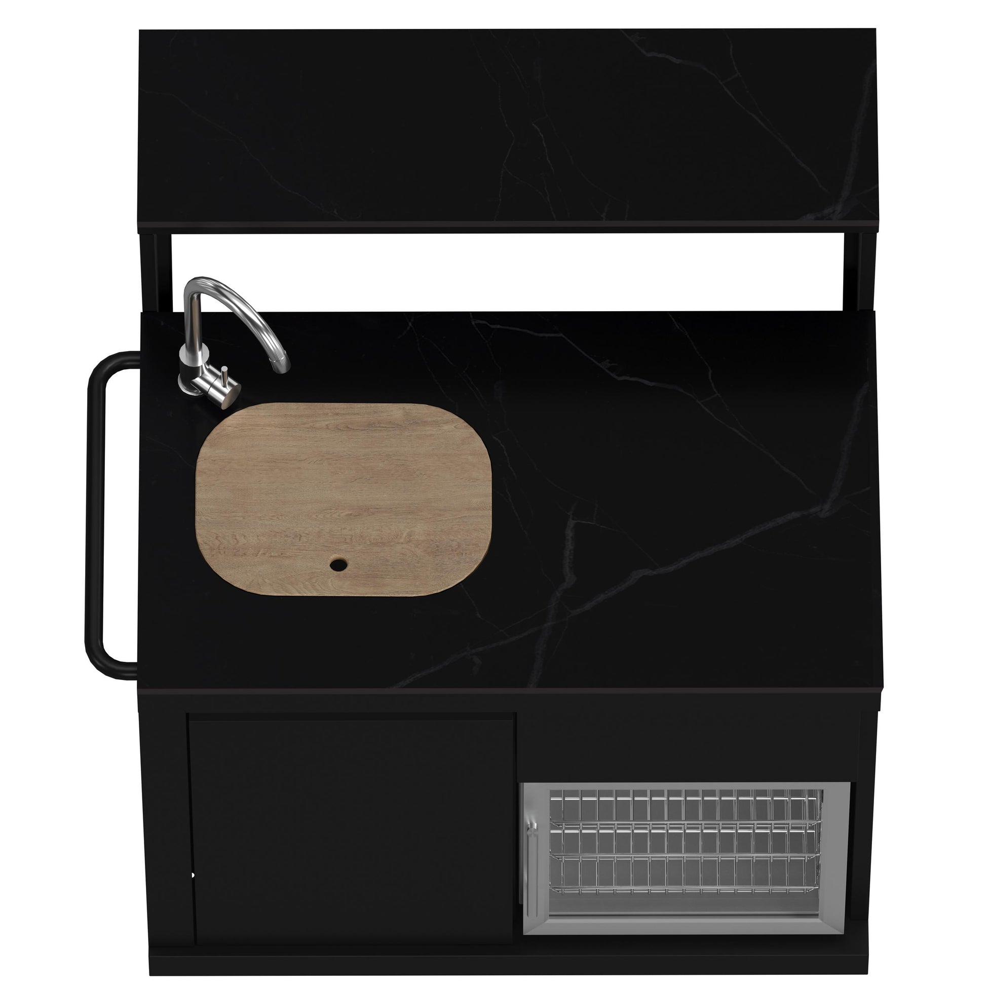 Forno FODKT2582BLK Forno All Aperto 62,600 Btu Bbq, 3 Stainless Steel Burners, Infrared Burners, Sink Module, Black Sintered Stone Countertops, Bar And Beverage Center