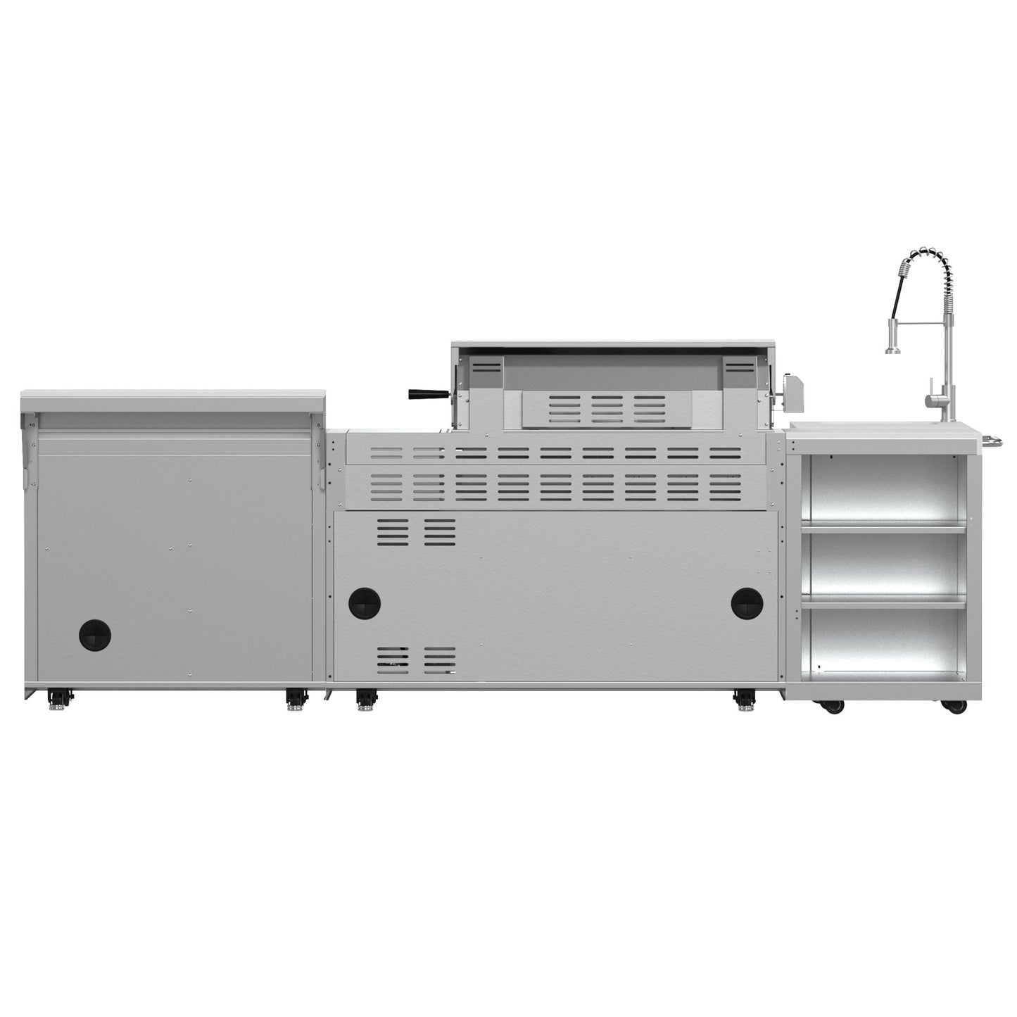 Forno FODKT2520WHT Forno Bulnes 40-Inch Bbq, 95,000 Btu, 5 Burners, Sear & Rotisserie Infrared With Side Burner, Stainless Steel Outdoor Kitchen With 1.8 Cu.Ft. Beverage Center & White Sintered Stone Countertops