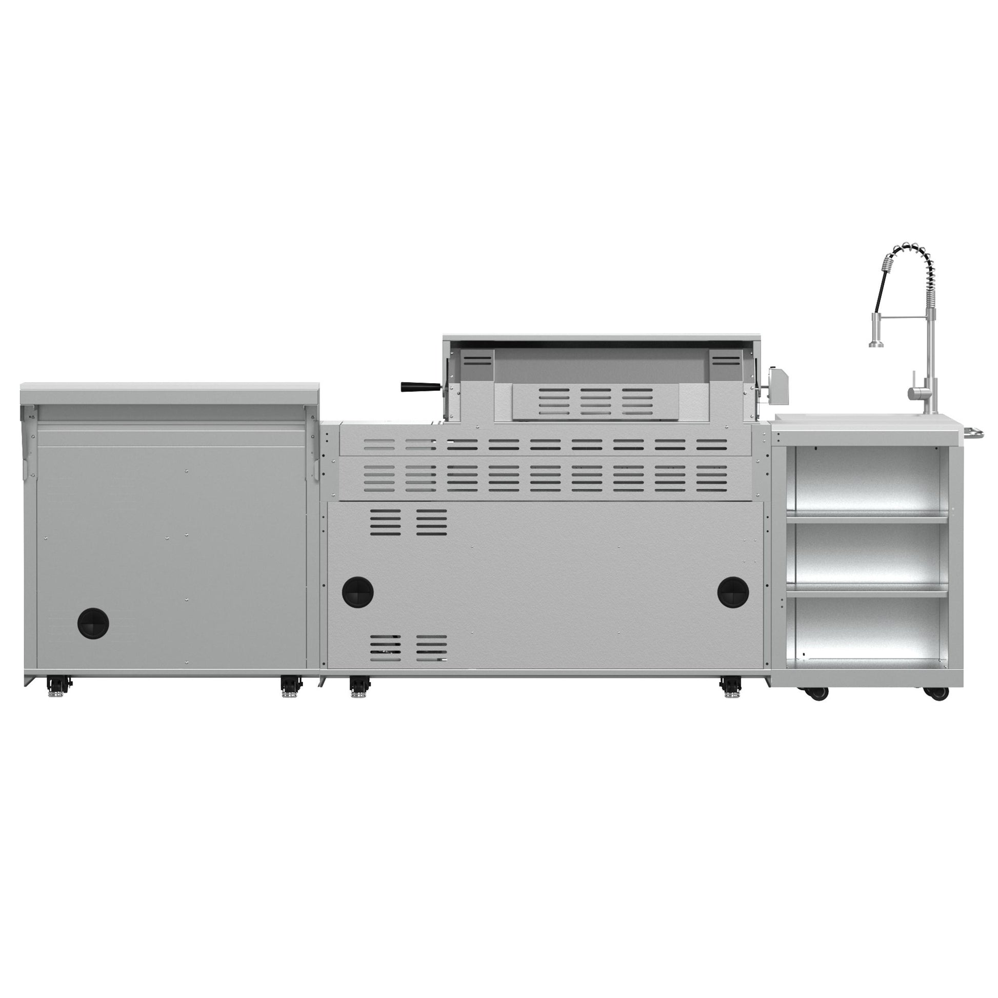 Forno FODKT2520WHT Forno Bulnes 40-Inch Bbq, 95,000 Btu, 5 Burners, Sear & Rotisserie Infrared With Side Burner, Stainless Steel Outdoor Kitchen With 1.8 Cu.Ft. Beverage Center & White Sintered Stone Countertops