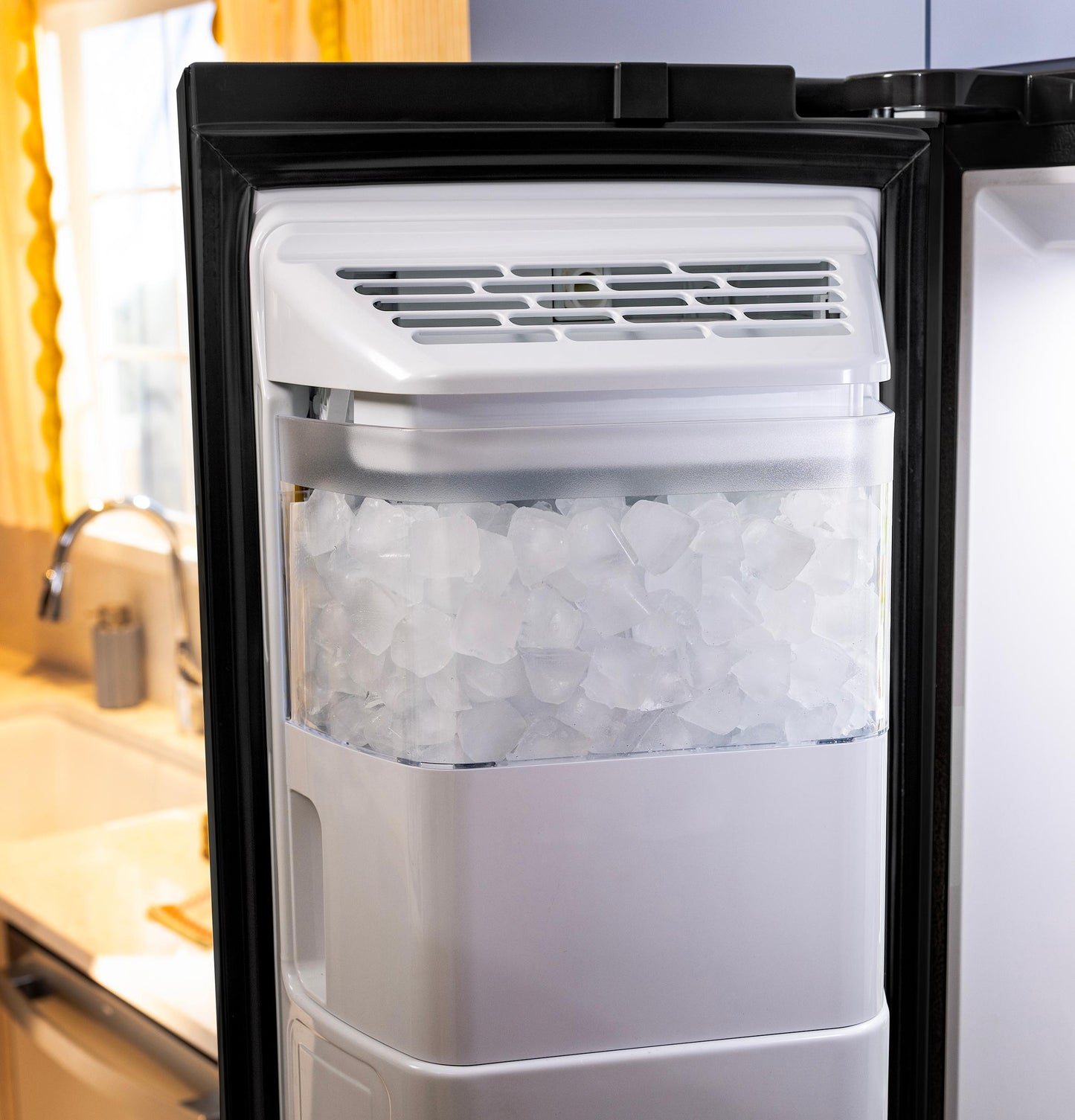 Ge Appliances GZE24NGYBB Ge® Energy Star® 23.6 Cu. Ft. Counter-Depth Side-By-Side Refrigerator With Extra Tall Dispenser And In-Door Icemaker