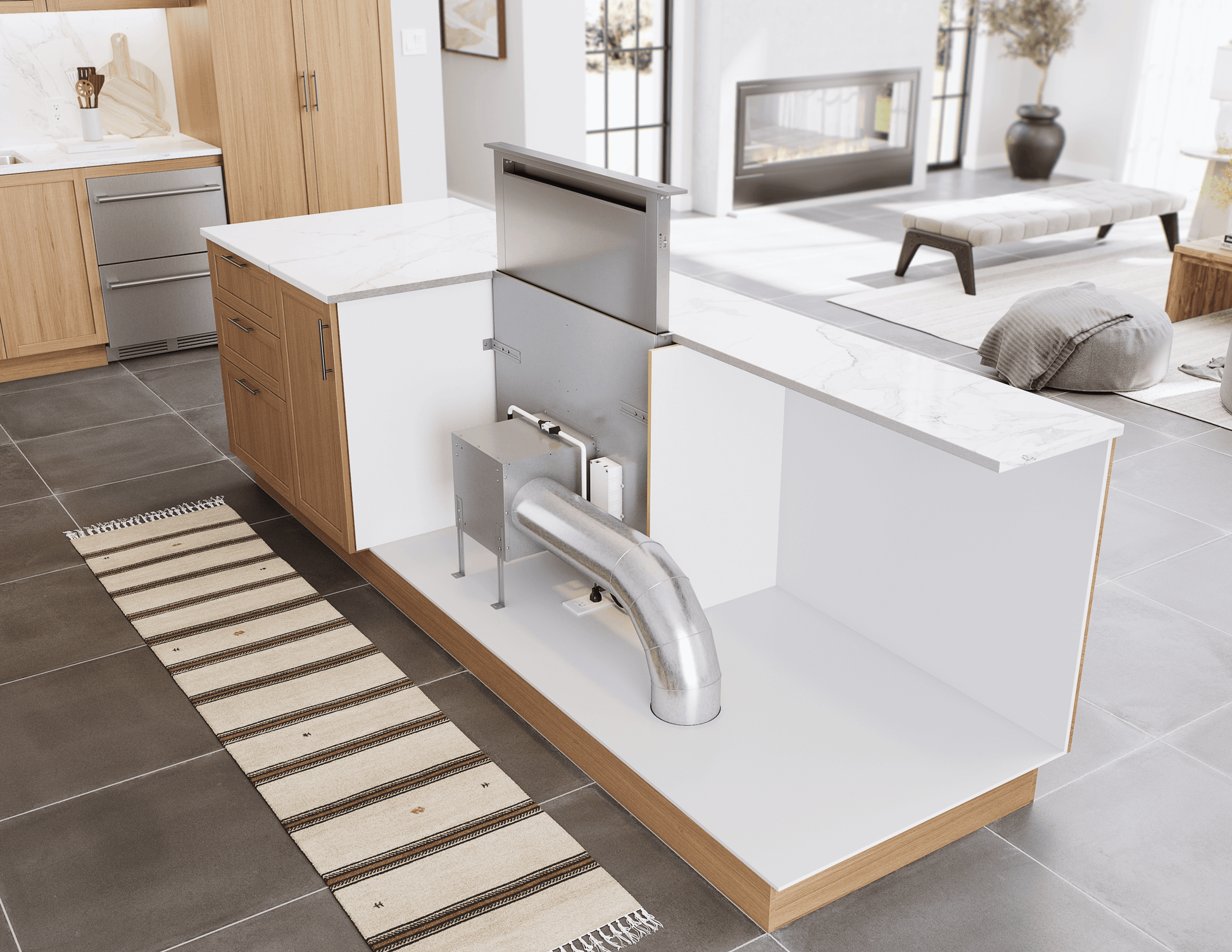 Zephyr ZTVE30AS Treviso Downdraft, 14" Rise, 30" Width, Ss, 600 Cfm