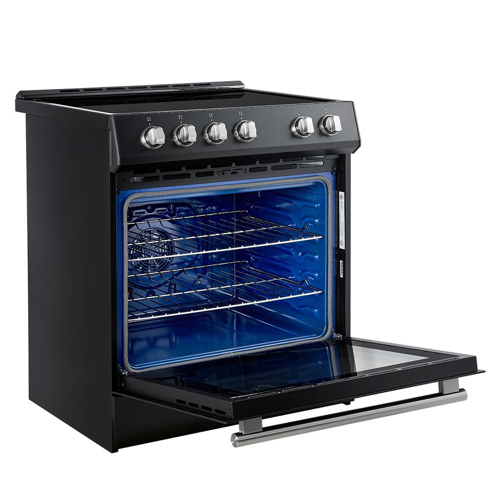 Forno FFSIN098230BLK Forno Leonardo Espresso 30-Inch Slide-In Black Induction Range, Convection Oven, 5 Cooking Zones, Touch Control Panel
