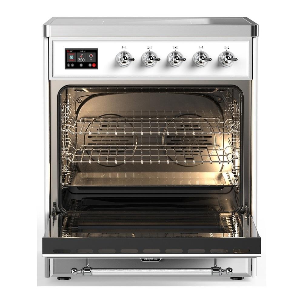 Ilve UMIB30NR3RAC Ilve Umib30Nr3Rac Majestic Iii 30 Inch Induction Range With 4 Elements, 4 Cu. Ft. Oven Capacity (Triple Glass Door, Ral, Chrome)