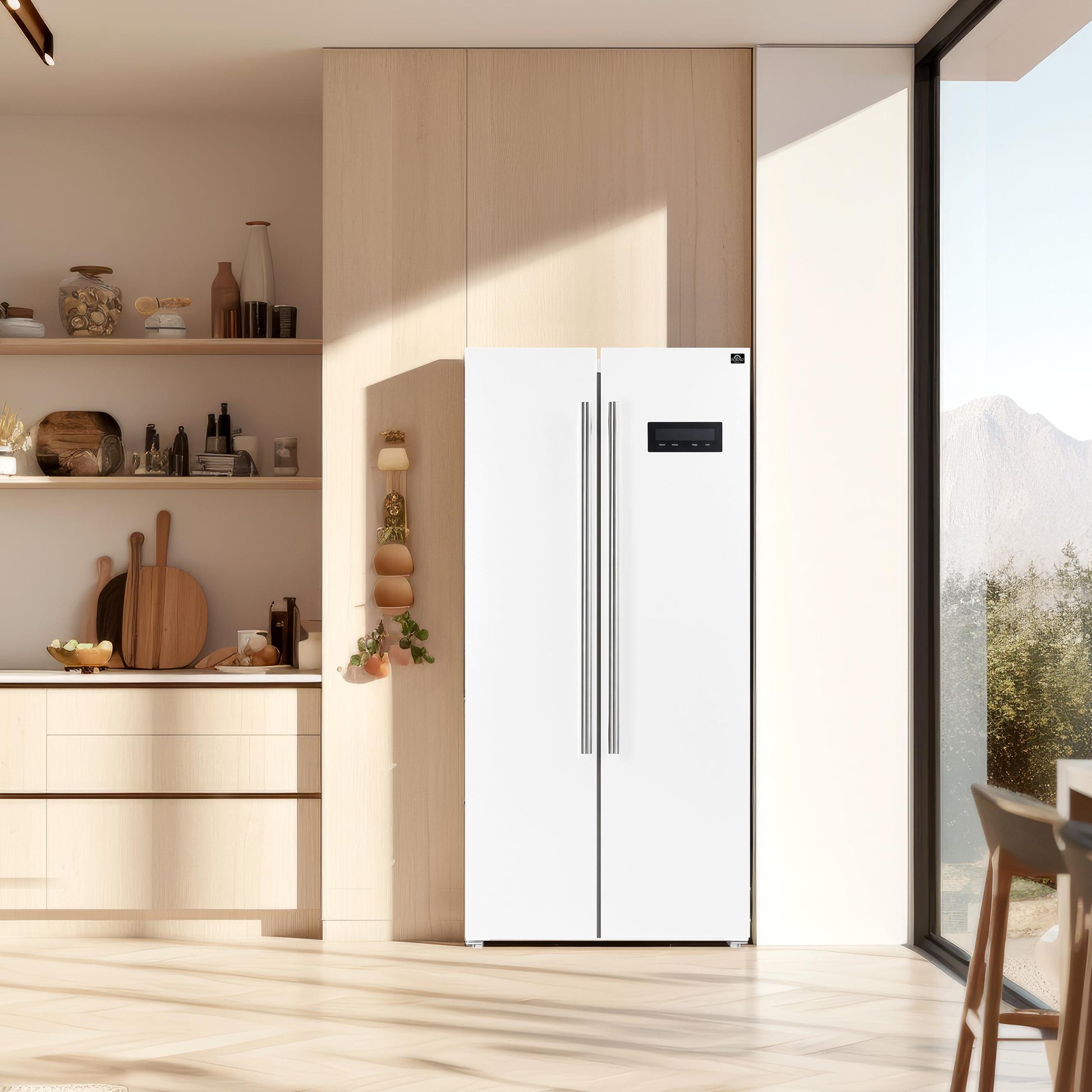 Forno FFRBI180533WHT Forno Salerno Espresso 33-Inch White Side-By-Side Refrigerator, 15.6 Cu. Ft., Energy-Efficient, No Frost, Modern Design