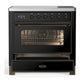 Ilve UMIB36NR3BKB Ilve Umib36Nr3Bkb Majestic Iii 36 Inch Induction Range With 6 Elements, 3.5 Cu. Ft. Total Oven Capacity (Triple Glass Door, Glossy Black, Burnished)