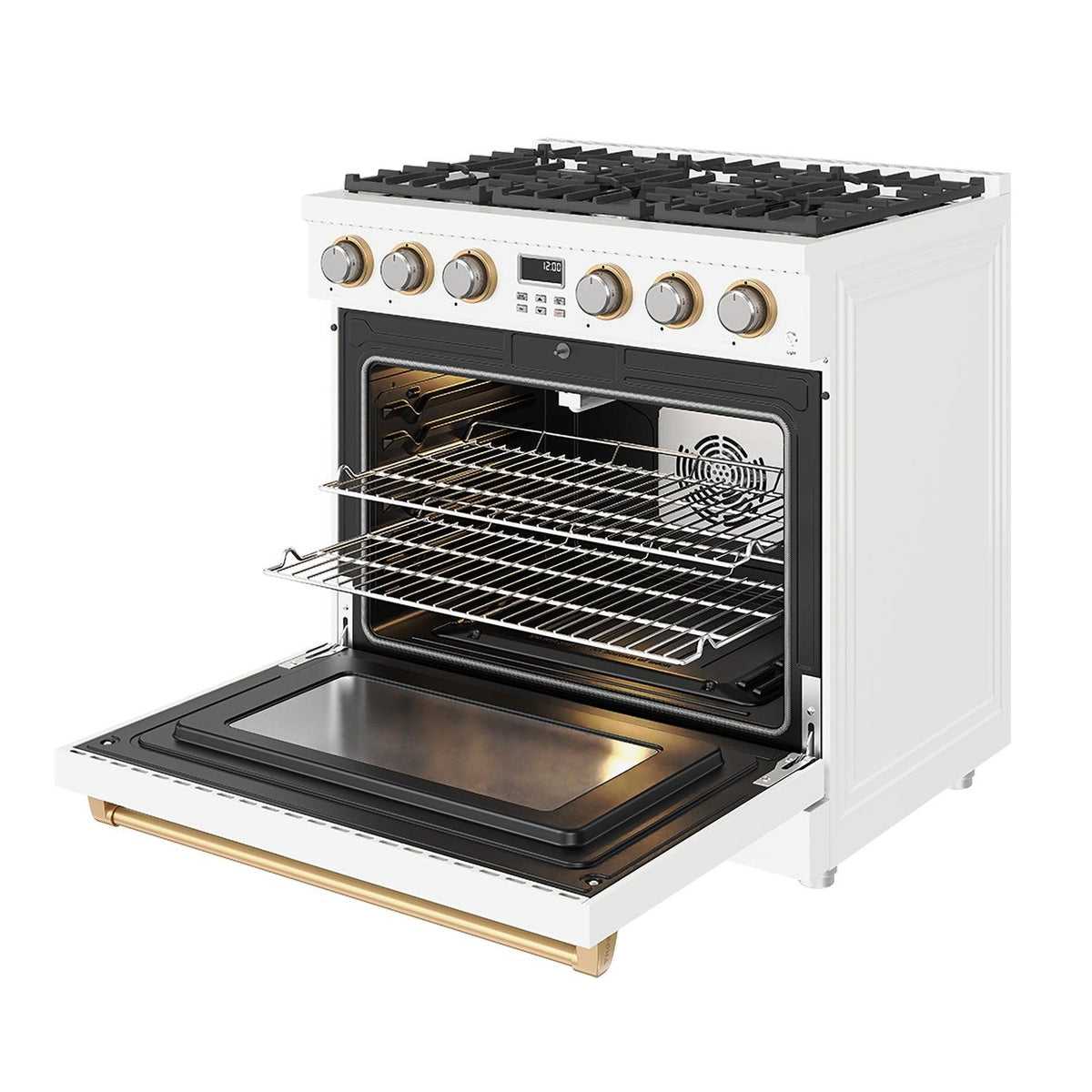 Thor Kitchen ARG36WBRZ 36 Inch Gas Range In White And Bronze- Contemporary Professional
