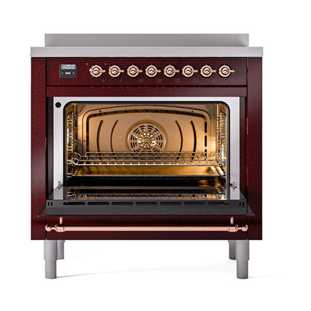 Ilve UNI366NMPBUP Ilve Uni366Nmpbup Nostalgie Ii Noblesse 36" Induction Range (Triple Glass Door, Burgundy, Copper)