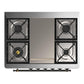 Ilve UM36FNR3SSBLP Ilve Um36Fnr3Ssblp Majestic Iii 36 Inch Dual Fuel Range With 6 Black Brass Burners And Griddle, Dual Function Burner Up To 25,000 Btu (Triple Glass Door, Stainless Steel, Burnished, Liquid Propane)