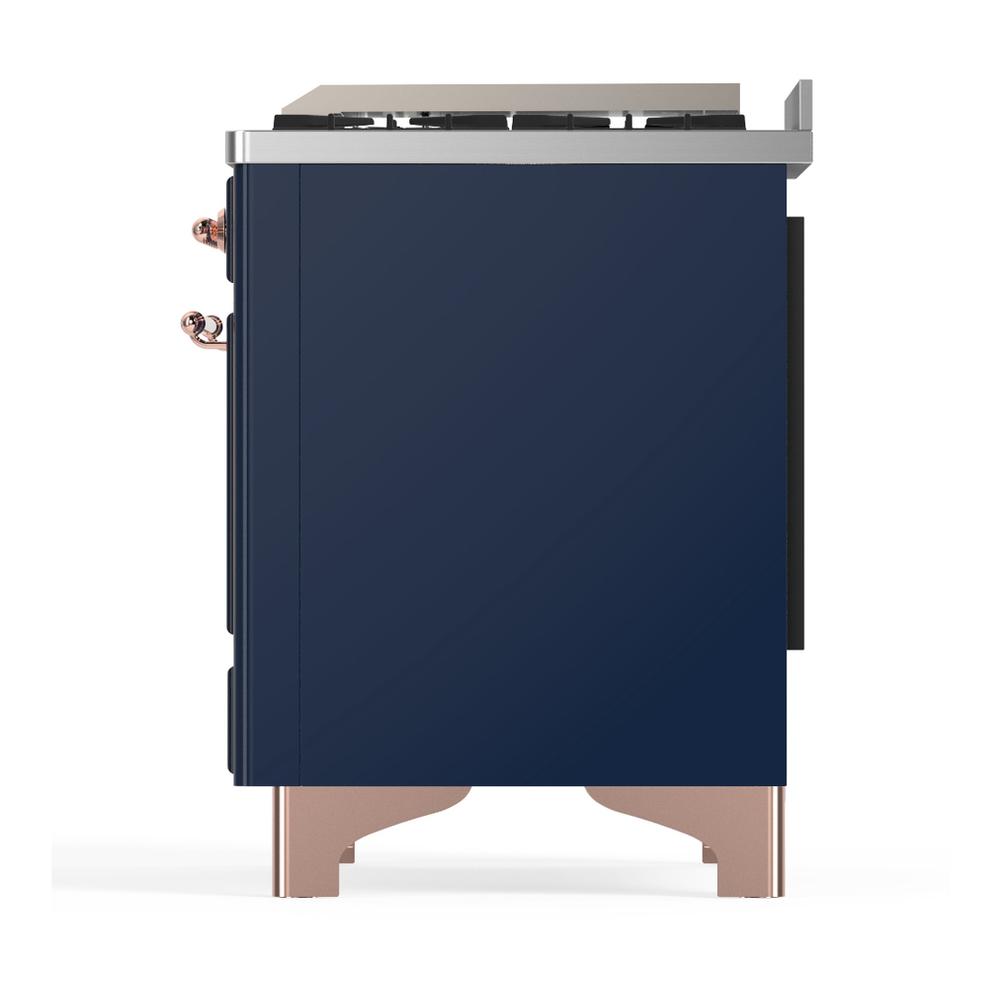 Ilve UM60FSNR3MBP Ilve Um60Fsnr3Mbp Majestic Iii 60 Inch Dual Fuel Range With 7 Burners, Griddle And French Top, Dual Function Burner With Up To 25,000 Btu (Natural Gas, Triple Glass Door, Midnight Blue, Copper)