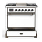 Ilve UM36FQNR3WHBLP Ilve Um36Fqnr3Whblp Majestic Iii 36 Inch Dual Fuel Range With 6 Black Brass Burners And Griddle, Dual Function Burner Up To 25,000 Btu (Solid Door, White, Burnished, Liquid Propane)