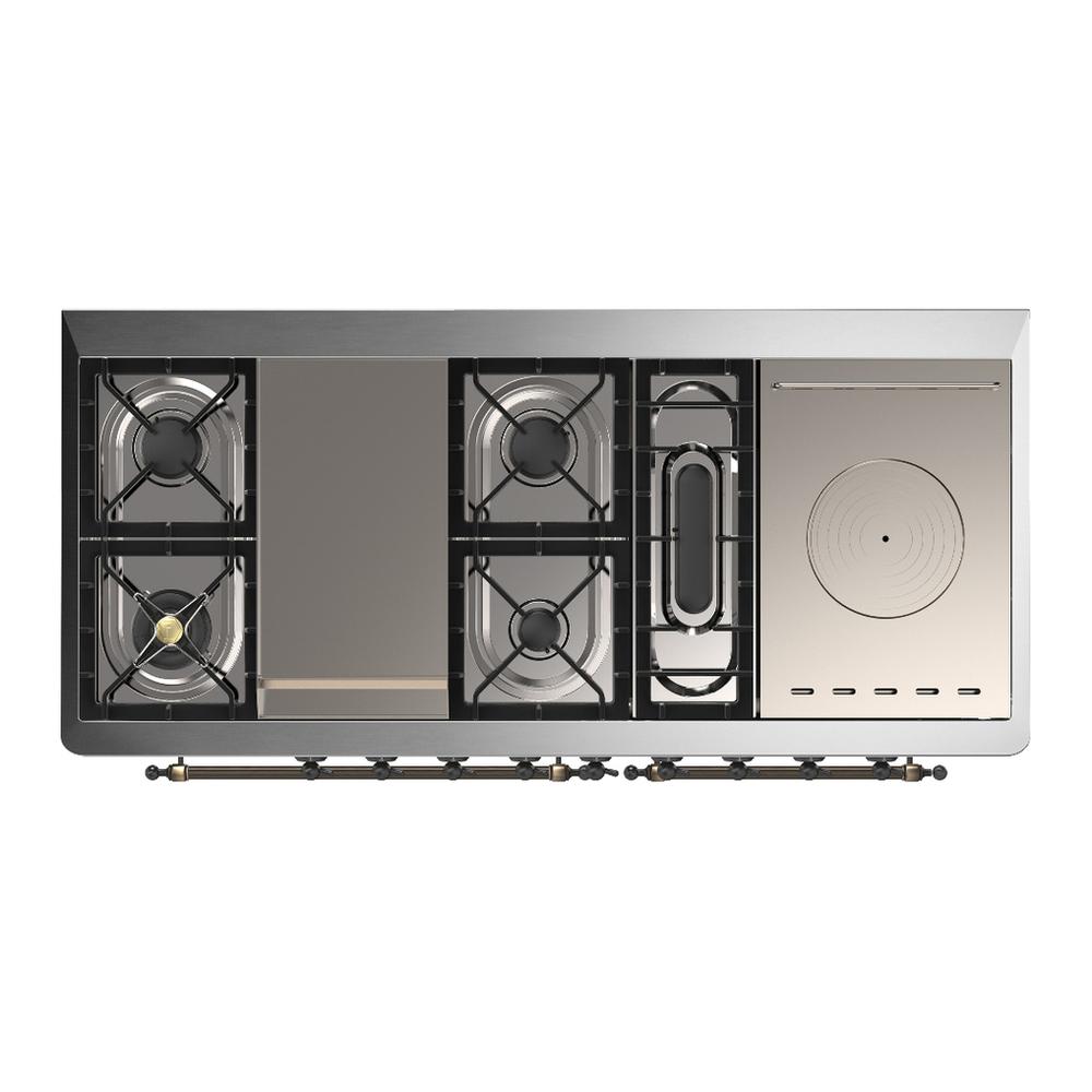 Ilve UM60FSNR3AWB Ilve Um60Fsnr3Awb Majestic Iii 60 Inch Dual Fuel Range With 7 Burners, Griddle And French Top, Dual Function Burner With Up To 25,000 Btu (Natural Gas, Triple Glass Door, Antique White, Burnished)