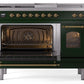 Ilve UP48FSNMPEGGLP Nostalgie Ii 48 Inch Dual Fuel Liquid Propane Freestanding Range In Emerald Green With Brass Trim
