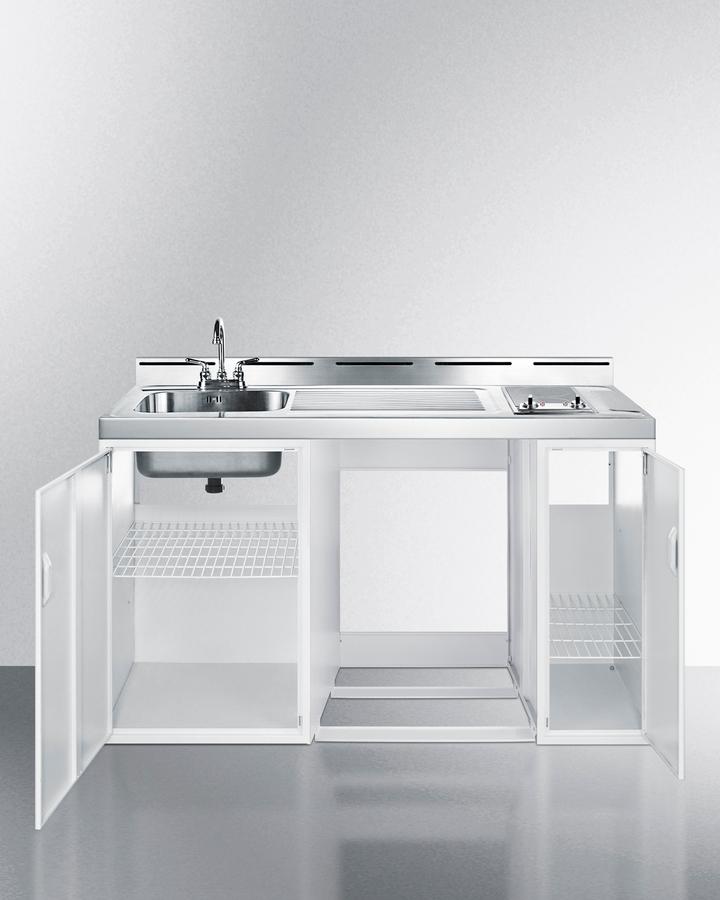 Summit C60ELGLASSNR 60" Wide All-In-One Kitchenette (Refrigerator Not Included)