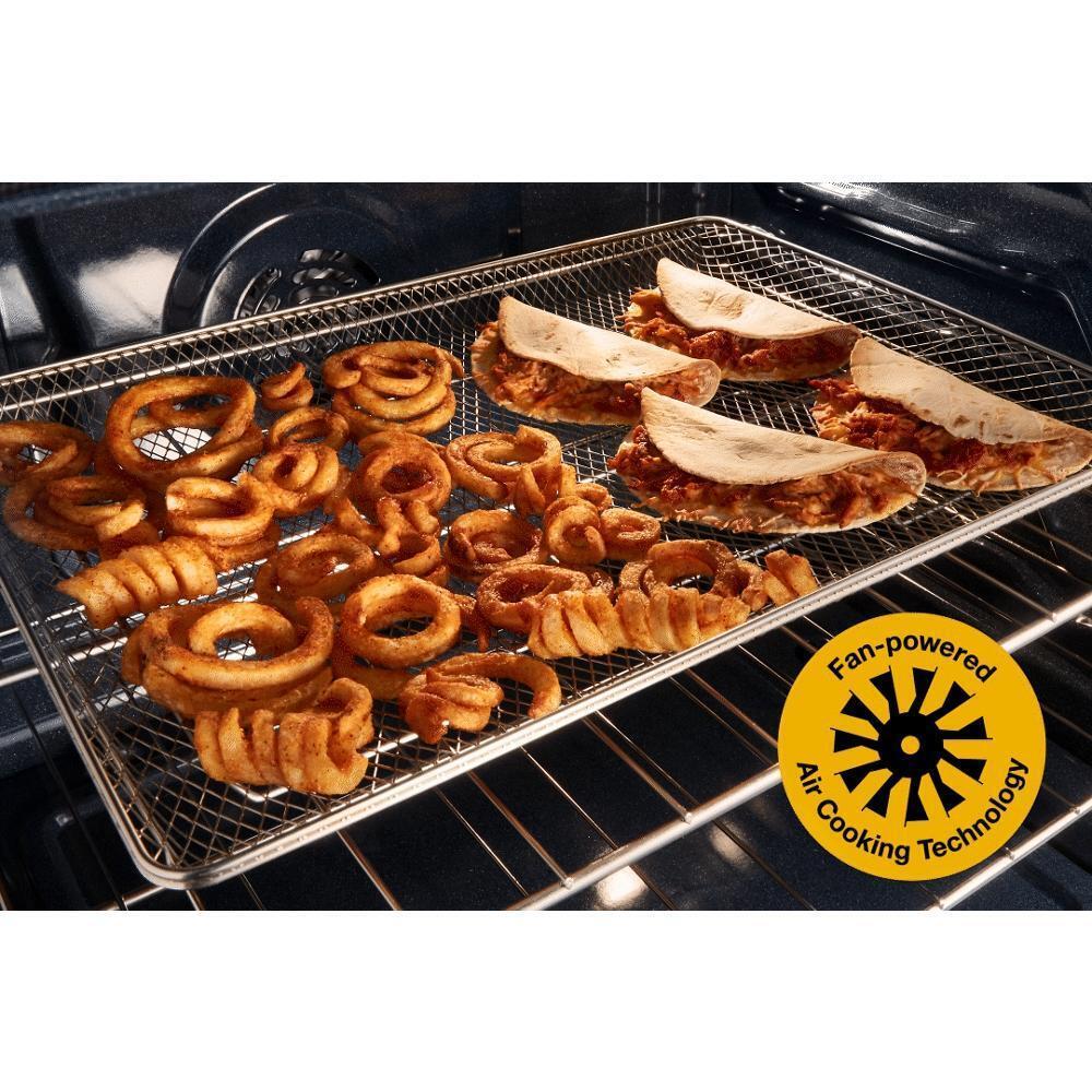 Whirlpool WSES4530TB 30-Inch Electric Smart Range With Air Cooking Technology And Steam Clean
