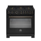 Bertazzoni PRO366BCFEPCAT 36 Inch Dual Fuel Range, 6 Brass Burners And Cast Iron Griddle, Electric Self-Clean Oven Carbonio