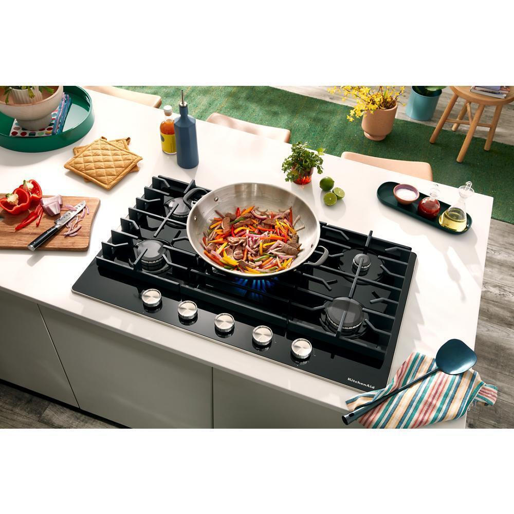 Kitchenaid KCGG530PBL 30" Gas-On-Glass Cooktop