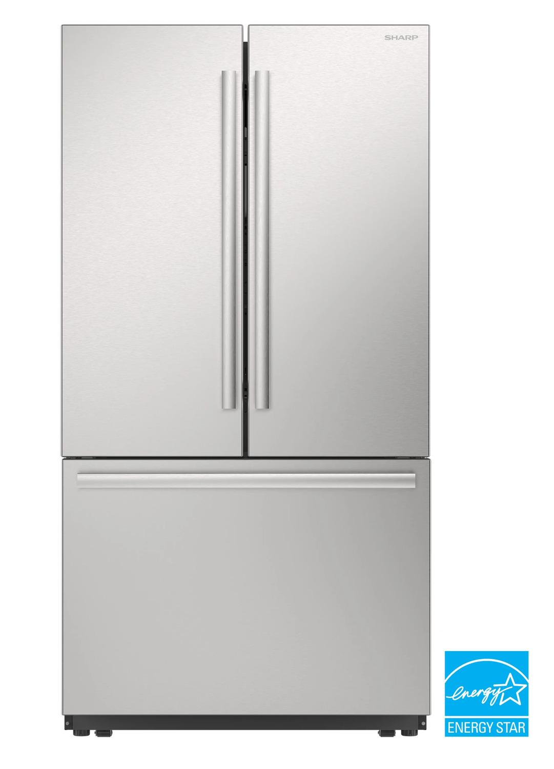 Sharp SJF2752MS Sharp 26.5 Cu.Ft. Counter Depth 36 In. French 3-Door Refrigerator With Internal Water Dispenser In Stainless Steel