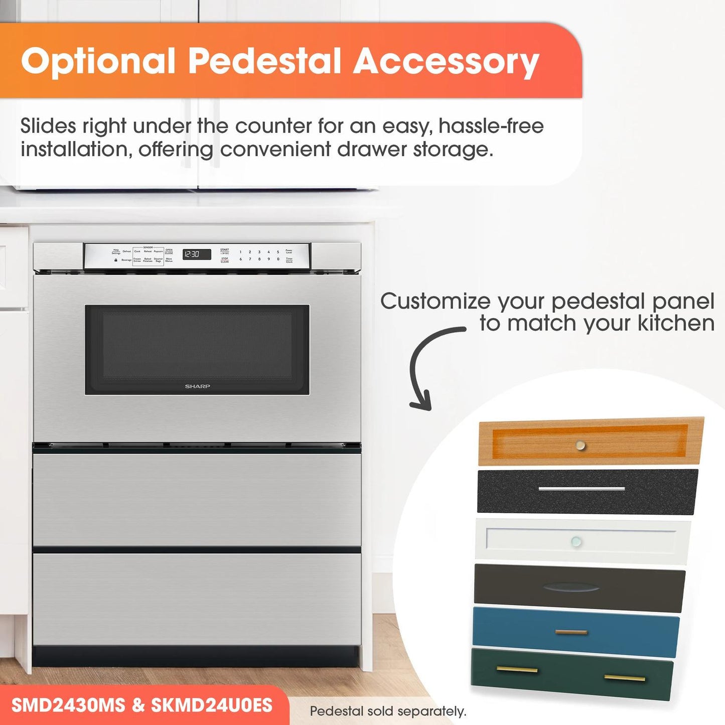 Sharp SMD2430MS Sharp 24 In. 1.2 Cu. Ft. Built-In Microwave Drawer™ Oven In Stainless Steel