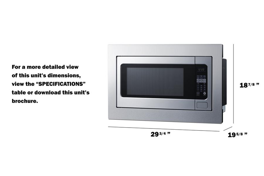 Summit SMBI27TK30 30" Wide Built-In Microwave (Trim Kit Included)