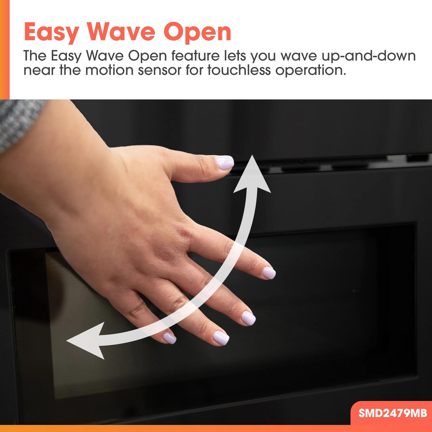 Sharp SMD2479MB Sharp 24 In. 1.2 Cu. Ft. Deco Series Built-In Smart Microwave Drawer™ Oven With Easy Wave Open In Black