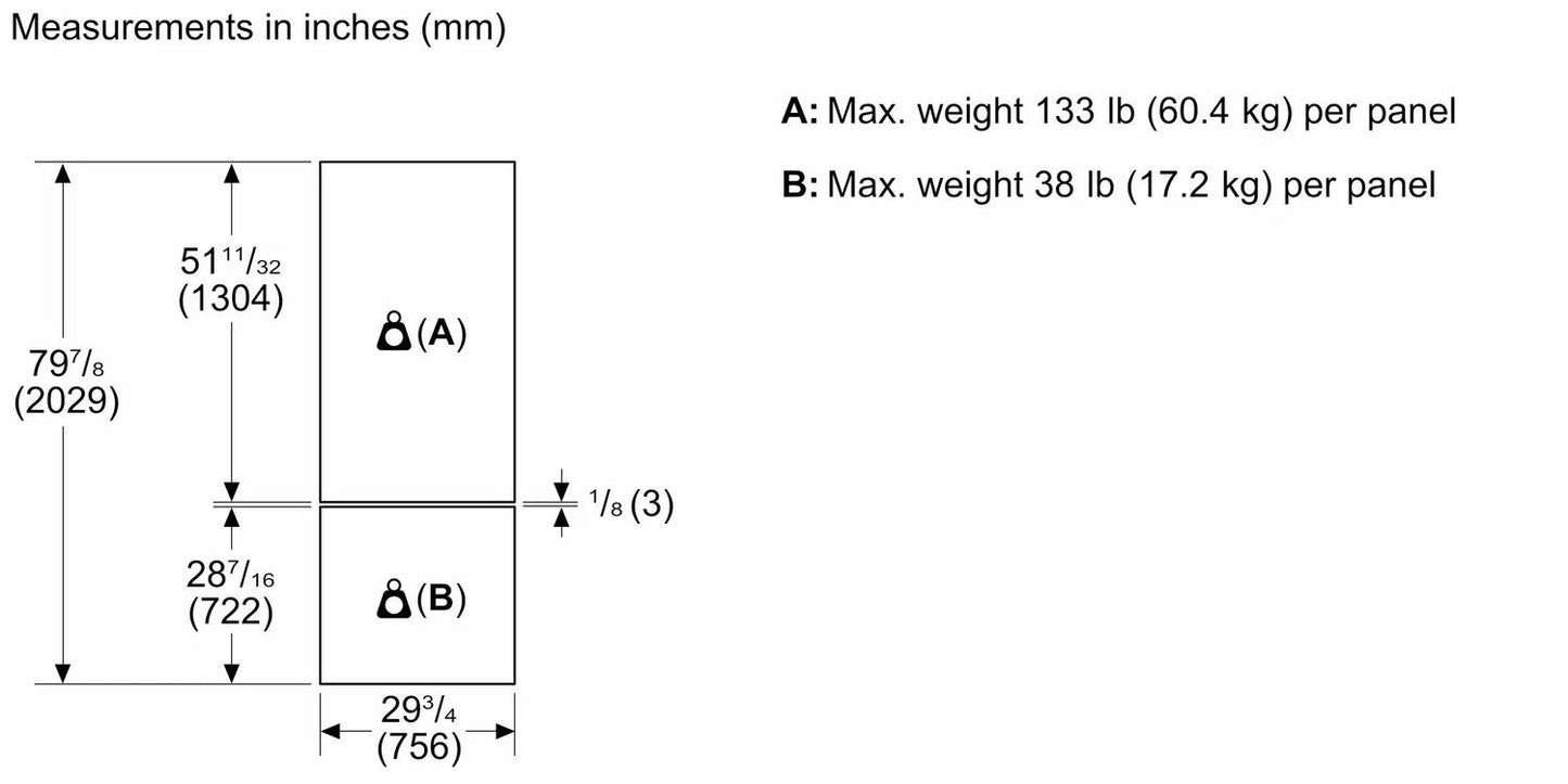 Bosch B30IB100SP Benchmark®, Vario Built-In Fridge-Freezer With Freezer At Bottom, 30'', Soft Close Flat Hinge