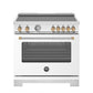 Bertazzoni MAS365INMBG 36 Inch Induction Range, 5 Heating Zones, Electric Oven - Gold Accents Bianco Matt/Gold