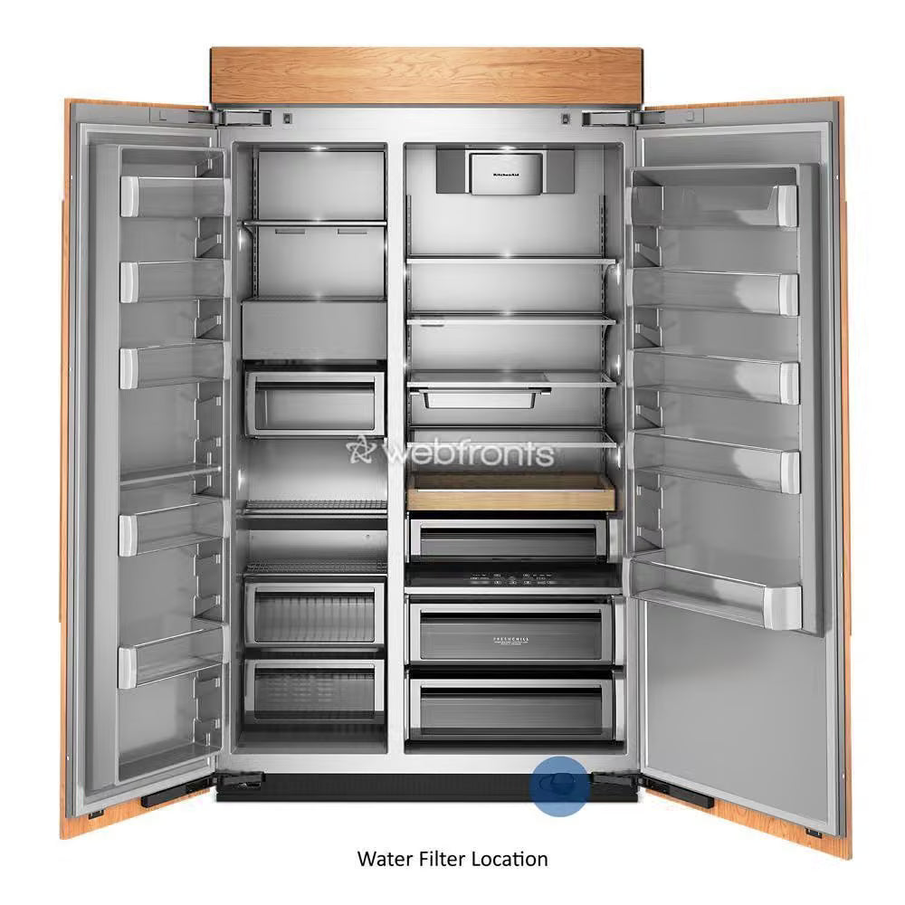Kitchenaid KBSN748TPA 30 Cu. Ft. 48" Built-In Panel-Ready Side-By-Side Refrigerator With Platinum Interior