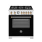 Bertazzoni MAS305GASNG 30 Inch All Gas Range, 5 Burners - Gold Accents Bianco Matt/Gold