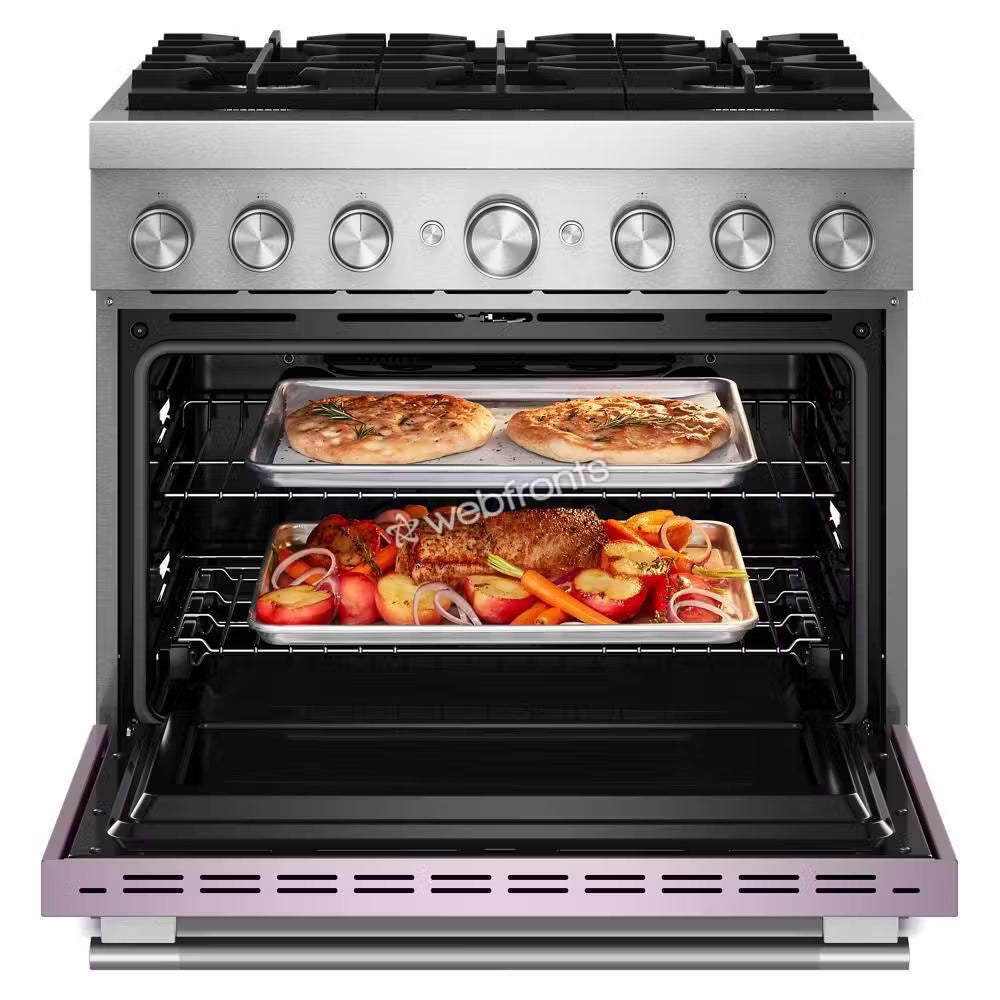 Kitchenaid KFDS936SWF 36-Inch 6 Burner Commercial-Style Dual Fuel Range With No Preheat Air Fry Mode