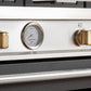 Bertazzoni MAS365INMBG 36 Inch Induction Range, 5 Heating Zones, Electric Oven - Gold Accents Bianco Matt/Gold