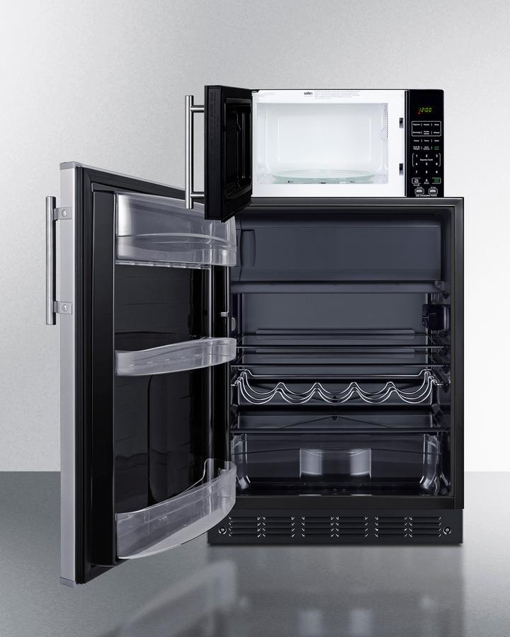 Summit MRF66BK2SSALHD Microwave/Refrigerator-Freezer Combination With Allocator