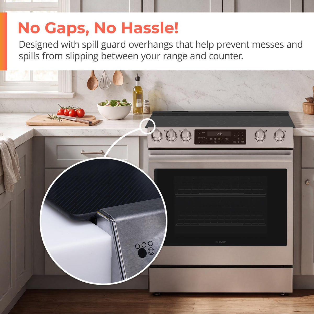 Sharp SSR3076SNS 30 In. 5 Burner 6.3 Cu. Ft. Slide-In Electric Range With True European Convection