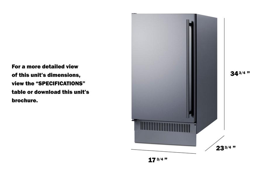 Summit BIM182OSLHD 18" Wide Outdoor Clear Icemaker