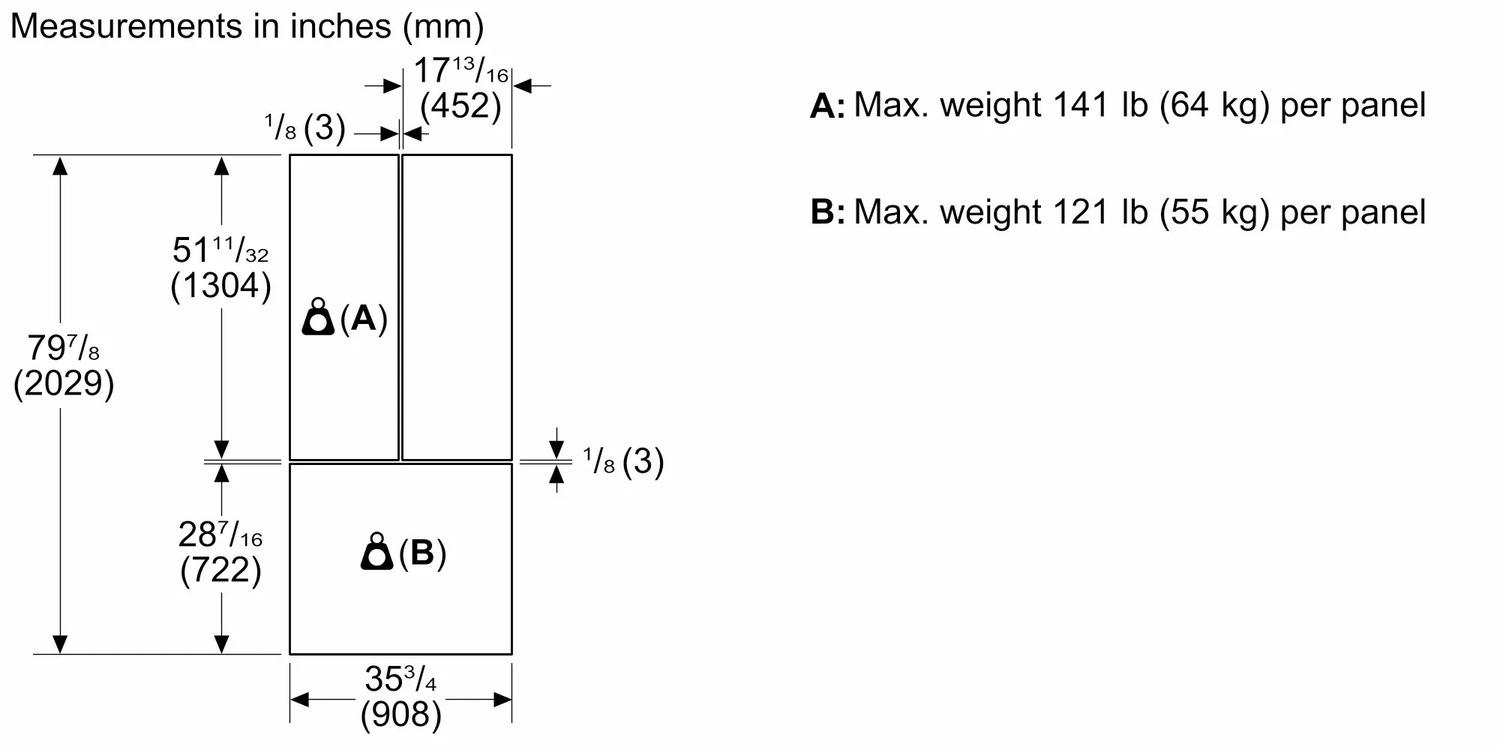 Bosch B36IT100NP Benchmark®, Vario Built-In Fridge-Freezer With Freezer At Bottom, 36'', Soft Close Flat Hinge