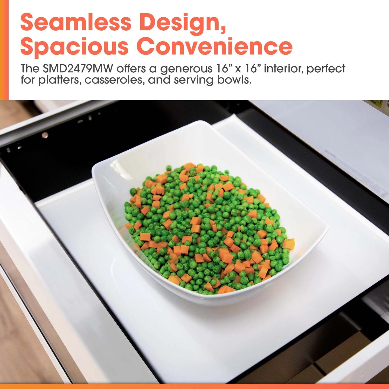 Sharp SMD2479MW Sharp 24 In. 1.2 Cu. Ft. Deco Series Built-In Smart Microwave Drawer™ Oven With Easy Wave Open In White