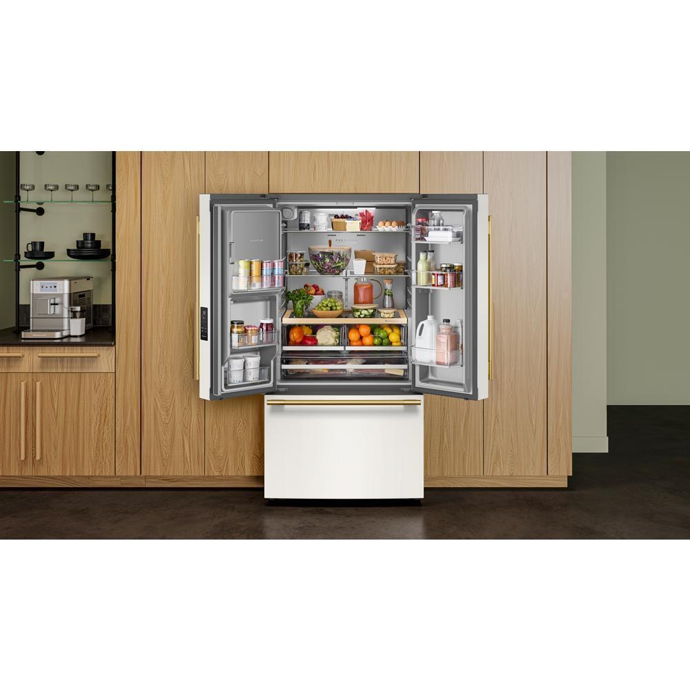 Kitchenaid KRFF436SPL 30 Cu. Ft. 36-Inch French Door Refrigerator With Exterior Water And Ice Dispenser And Wood-Look Sliding Tray In Porcelain White