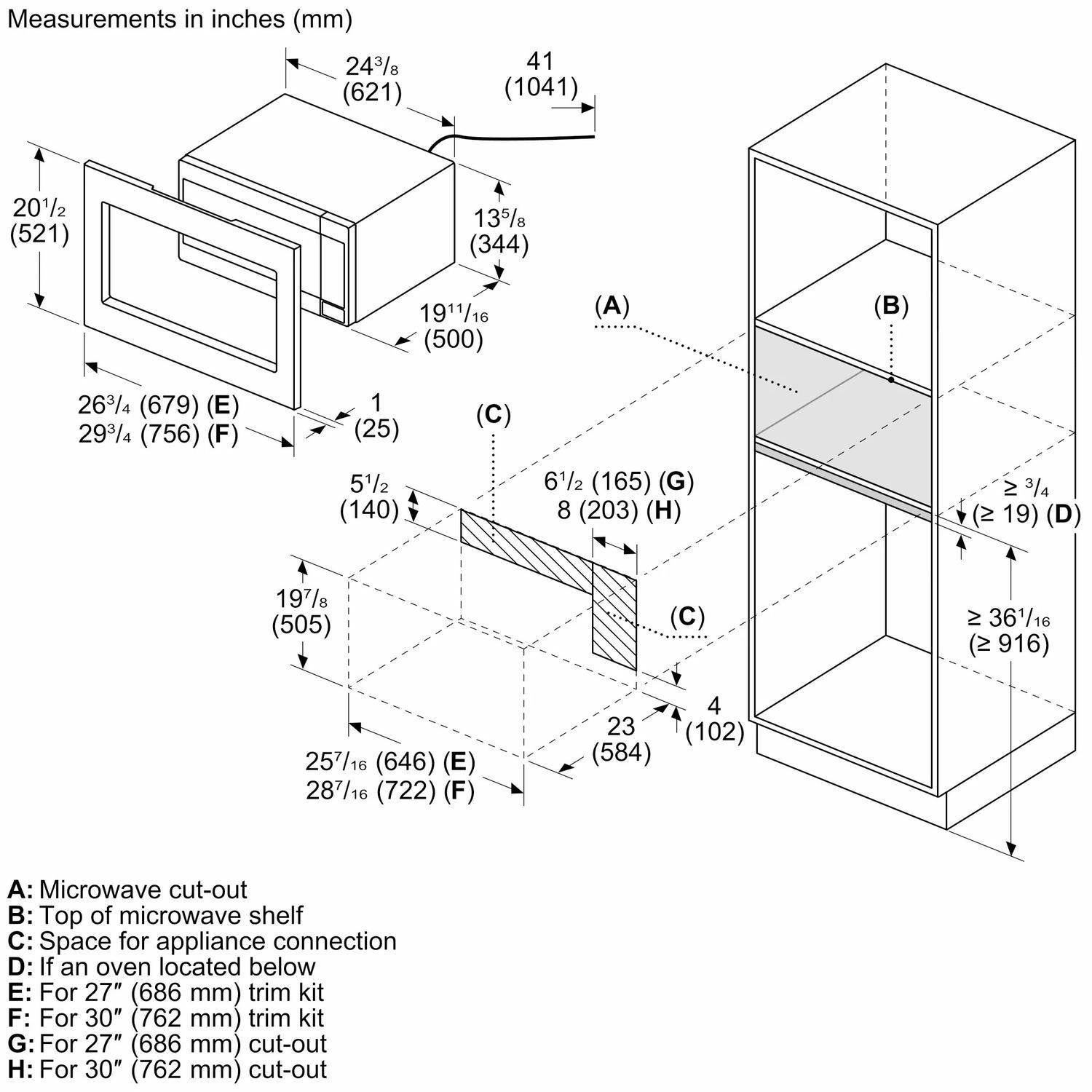 Bosch HMB30155UC 300 Series Built-In Microwave Oven 24" Left Sideopening Door, Stainless Steel