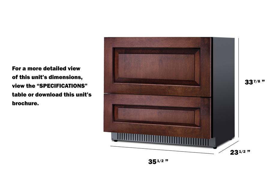 Summit SPR36332DPNR 36" Wide 2-Drawer All-Refrigerator (Panels Not Included)