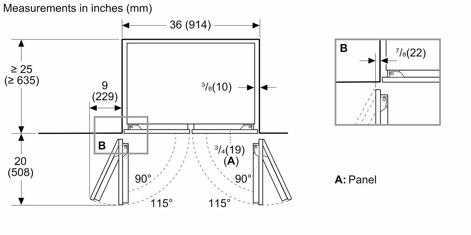 Bosch B36IT100NP Benchmark®, Vario Built-In Fridge-Freezer With Freezer At Bottom, 36'', Soft Close Flat Hinge