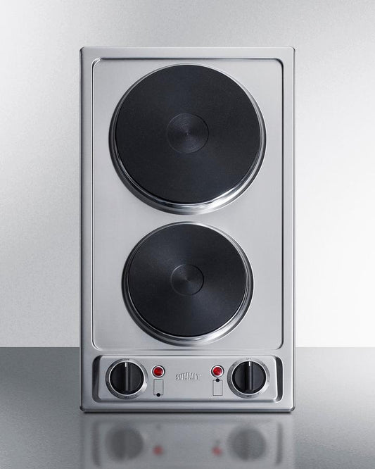 Summit CSD2B115 12" Wide 115V 2-Burner Solid Disk Cooktop