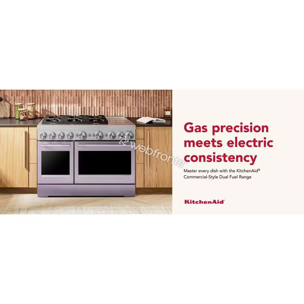 Kitchenaid KFDD948SWF 48-Inch 6 Burner Commercial-Style Dual Fuel Range With Griddle