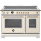 Bertazzoni HER486IGFEPAG 48 Inch Induction Range, 6 Heating Zones And Cast Iron Griddle, Electric Self-Clean Oven - Gold Accents Stainless Steel/Gold