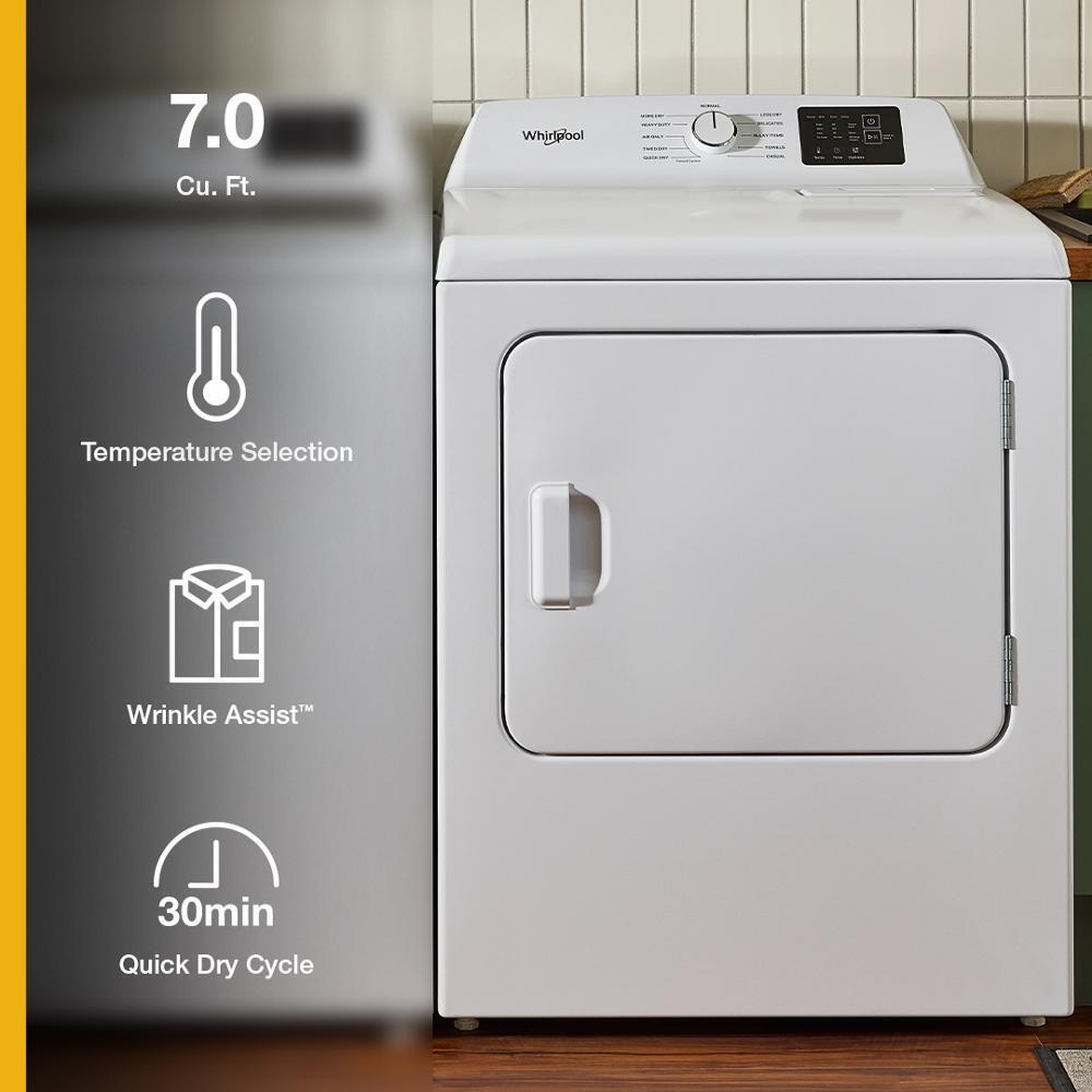 Whirlpool WED4105LSW 7.0 Cu. Ft. Electric Long Vent Dryer With Autosensing - Vented Top Load Matching