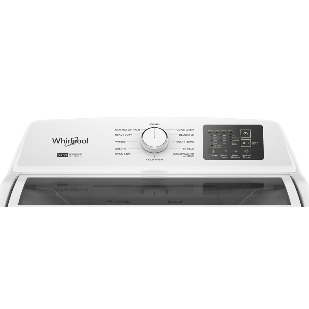 Whirlpool WTW4307SW 4.2-4.3 Cu. Ft. Whirlpool® Top Load Washer With 2-In-1 Removable Agitator And Soft Close Glass Lid