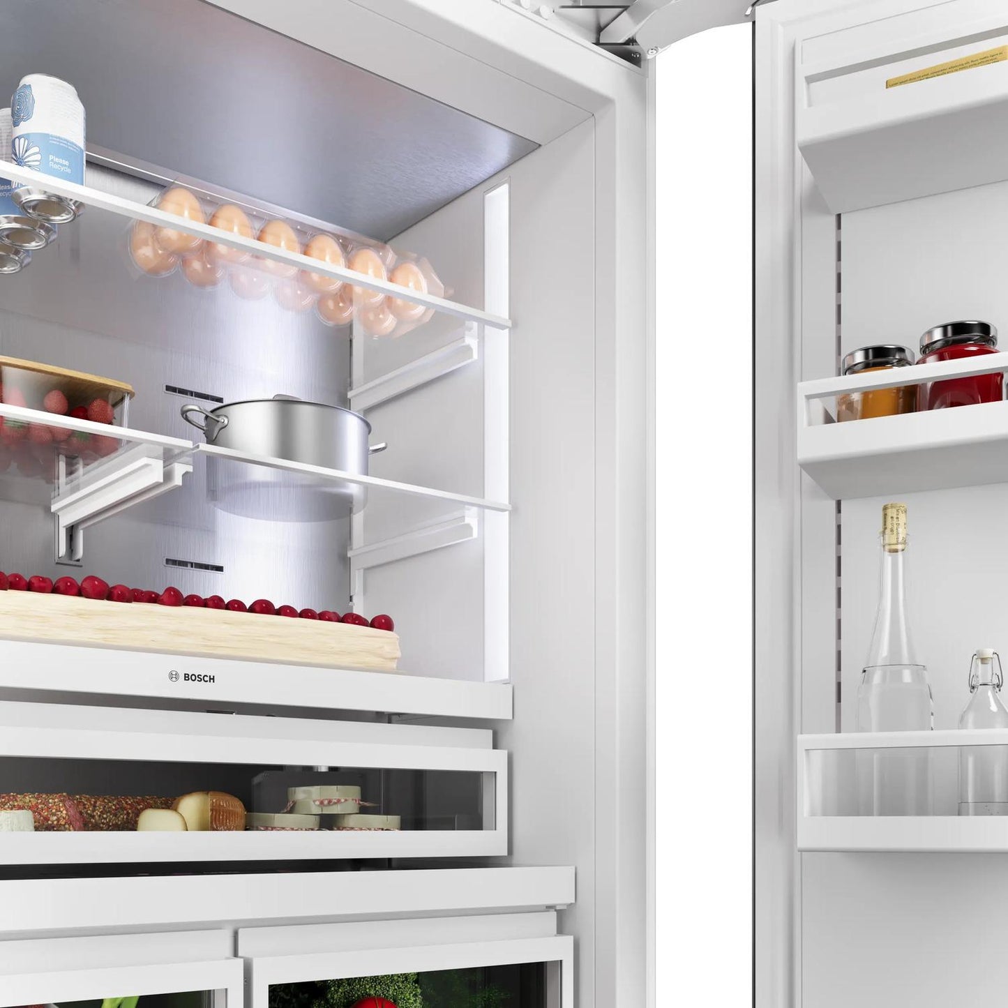 Bosch B36BT130NS Benchmark®, Vario Built-In Fridge-Freezer With Freezer At Bottom, 36'', Soft Close Flat Hinge